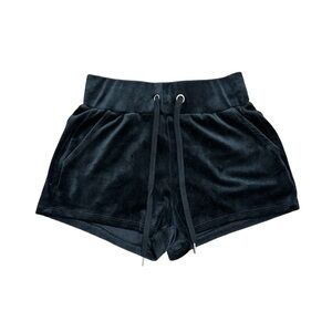 black h&m velour shorts